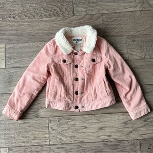OshKosh B'gosh Pink Corduroy Sherpa Kids Jacket size 5t